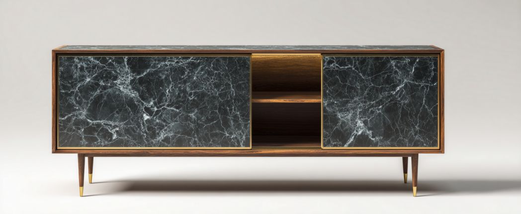 Sideboard aus MDF mit Marmoroberfläche für Wohnraum-150 x 40 x 70